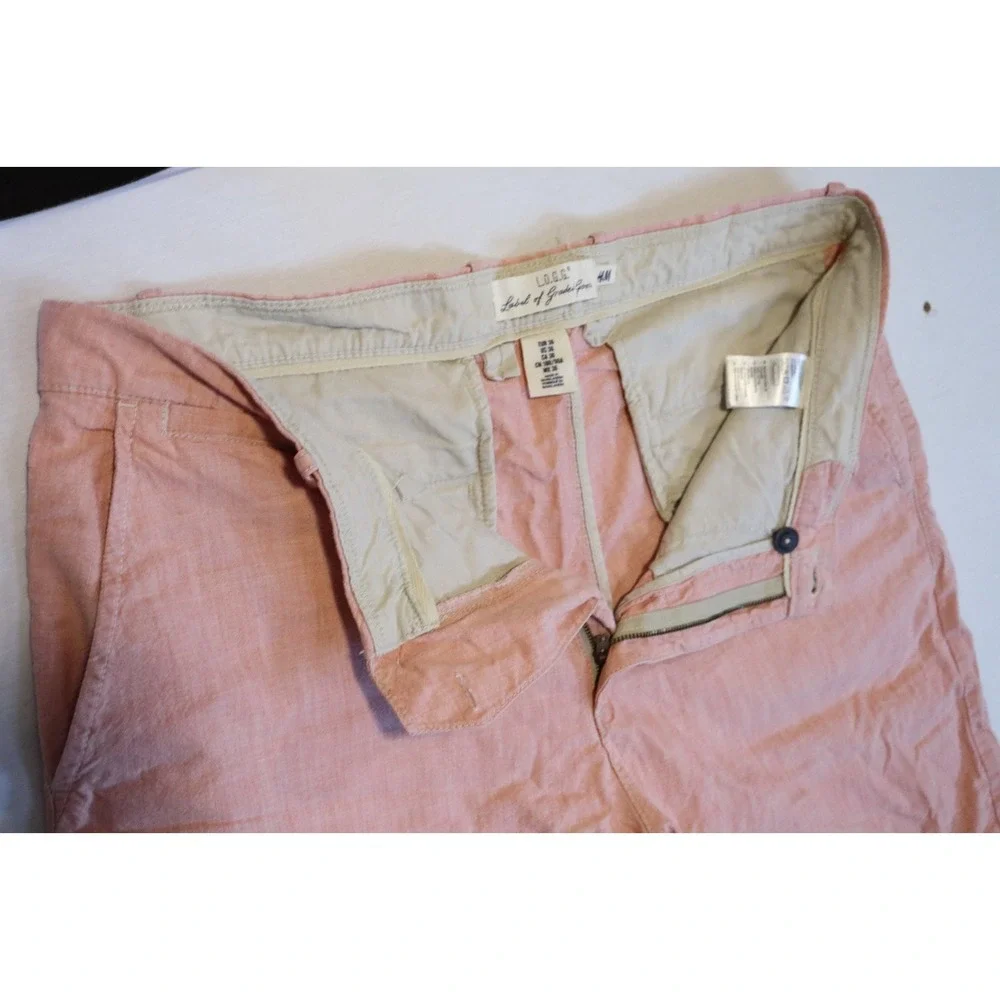 H&M LOGG Mens 36 Salmon Pink Coral Chino Casual Shorts Textured Cotton - Picture 6 of 6